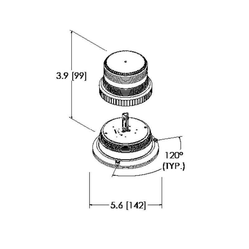 Ecco Elect Cost Effective Warning Light 6465A-MG - Led Beacon Low Profile
