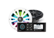 Marine din radio with LED controller and 6.5 inch speakers for great sound