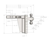ED208 Bulletproof 2.0’ Extreme Duty 8’ Drop/Rise - Trailer Hitch Ball Mount