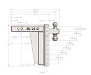 ED2512 Bulletproof 2.5’ Extreme Duty 12’ Drop/Rise - Trailer Hitch Ball Mount