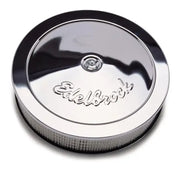 Edelbrock Air Cleaner Pro-Flo Series Round Steel Top Paper Element 14In Dia X 3 313In Chrome