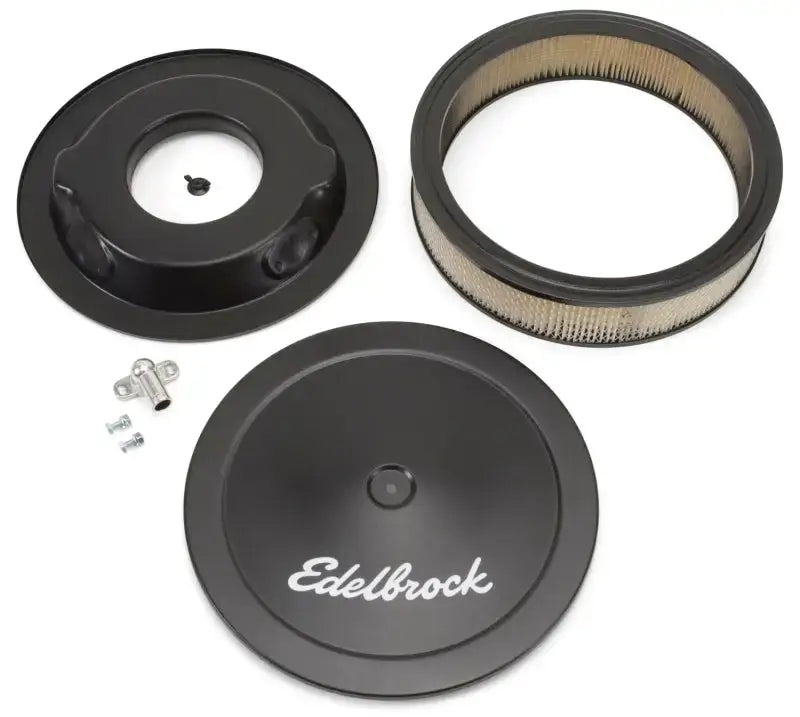 Edelbrock Air Cleaner Pro-Flo Series Round Steel Top Paper Element 14In Dia X 3 75In Dropped Base - Truck & Automotive