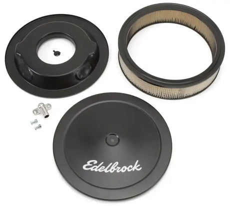 Edelbrock Air Cleaner Pro-Flo Series Round Steel Top Paper Element 14In Dia X 3 75In Dropped Base - Truck & Automotive
