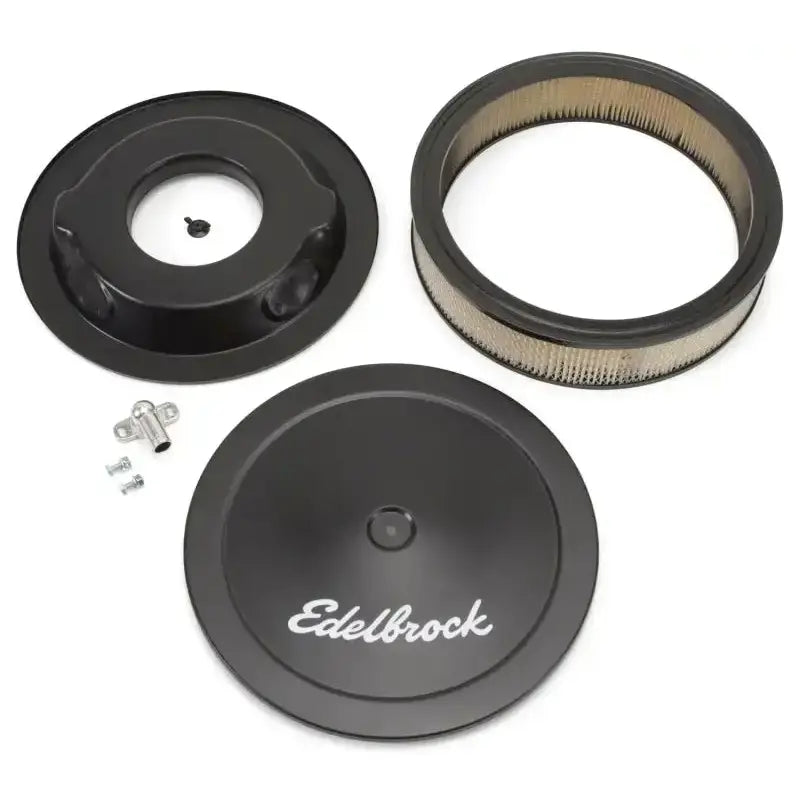 Edelbrock Air Cleaner Pro-Flo Series Round Steel Top Paper Element 14In Dia X 3 75In Dropped Base - Truck & Automotive