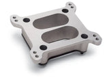Aluminum carburetor spacer for Edelbrock carb adapter connecting Rochester 4 Jet to squarebore flange