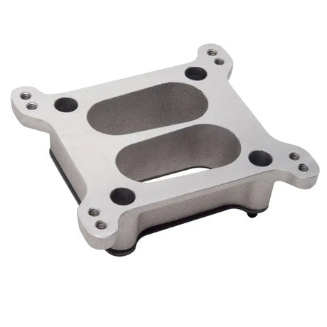 Silver Edelbrock carb adapter flange for Rochester 4 Jet to Squarebore carb fits