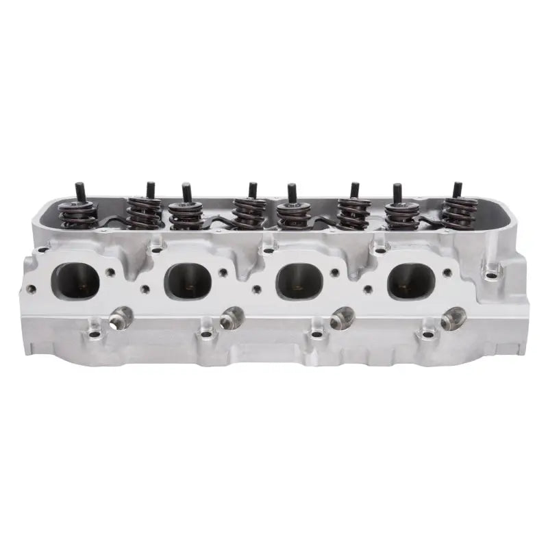 Silver aluminum edelbrock cyl head BBC Victor Jr with valve springs for high performance
