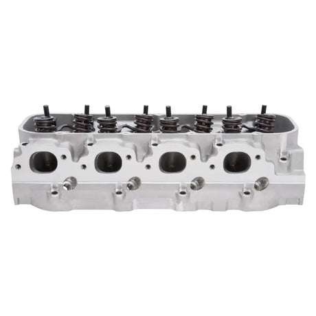 Silver aluminum edelbrock cyl head BBC Victor Jr with valve springs for high performance