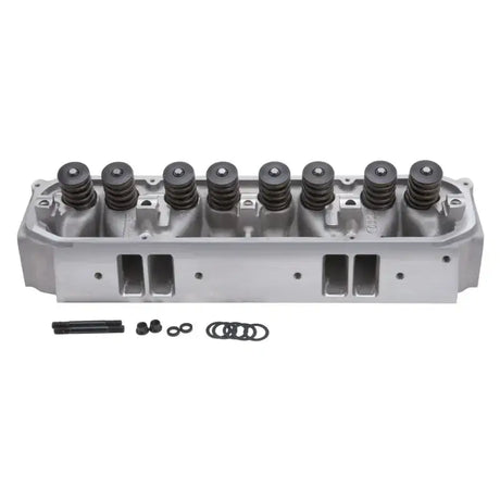 Silver Edelbrock cylinder head with seven valve springs for Chrysler Performer RPM engine