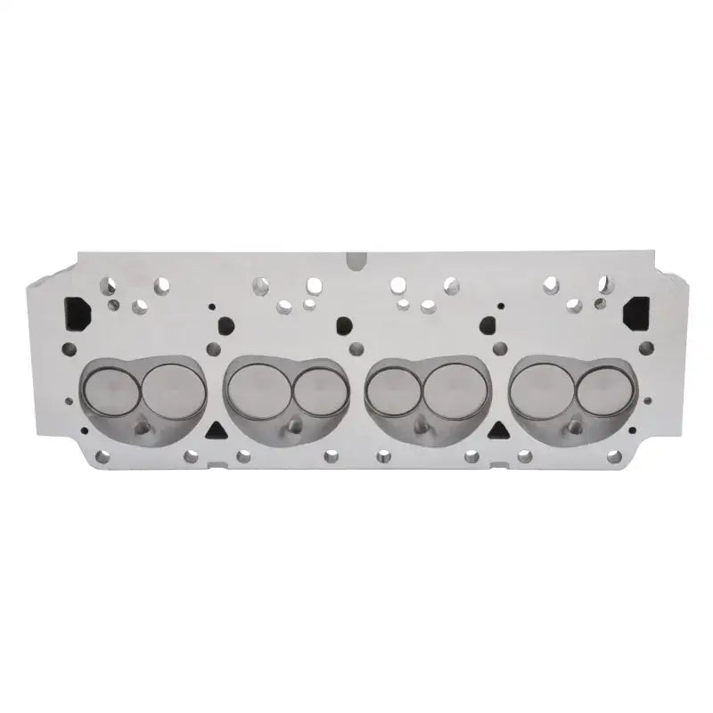 Silver Edelbrock cylinder head for BB Chrysler Performer RPM with 75cc chamber engine