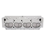 Silver Edelbrock cylinder head for BB Chrysler Performer RPM with 75cc chamber engine
