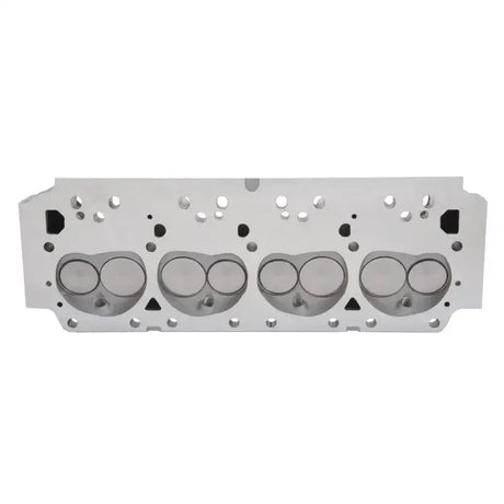 Silver Edelbrock cylinder head for BB Chrysler Performer RPM with 75cc chamber engine