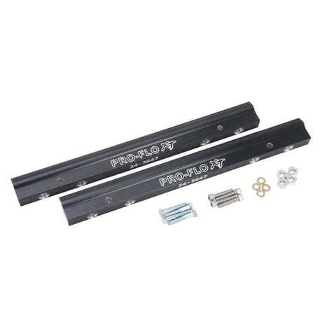 Black Edelbrock EFI fuel rail with hardware for BB Chevy Pro-Flo XT -8 An kit
