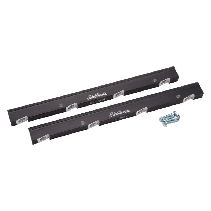 Black fuel rail kit with hardware for Chevy LS3 Cross Ram Edelbrock fuel rail kit