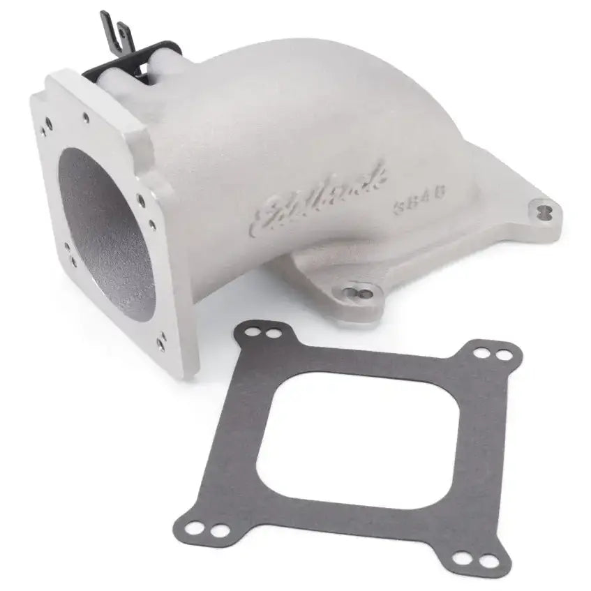 Edelbrock Low Profile Intake Elbow 90mm Throttle Body to Square-Bore Flange As-Cast Finish - Truck & Automotive