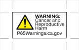 Warning label about cancer and reproductive harm on Edelbrock Perf RPM Cam kit for Ford 289-302