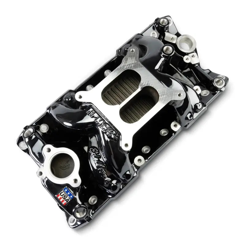 Edelbrock Chevy Small Block Performer RPM AIR-Gap Intake Manifold Black Plasma Finish - Edelbrock