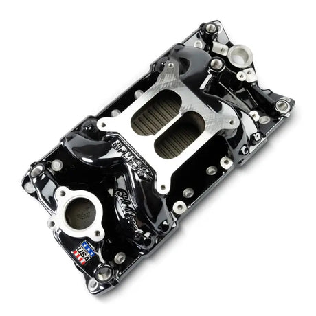 Edelbrock Chevy Small Block Performer RPM AIR-Gap Intake Manifold Black Plasma Finish - Edelbrock