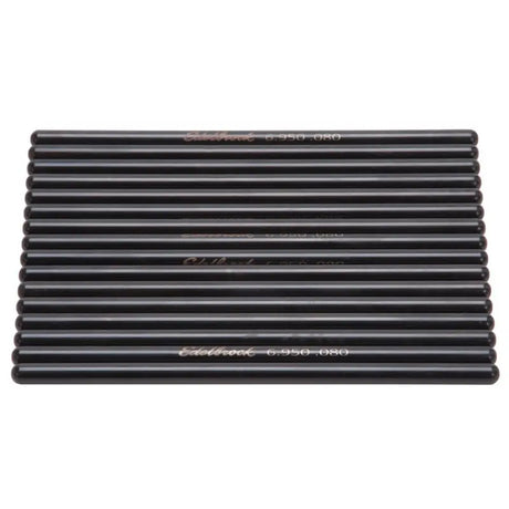 Black Edelbrock push rod from the push rod hardened kit for Perf RPM 5.2L/5.8L engines