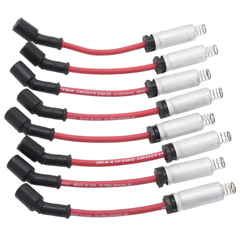 Edelbrock 22715 Edelbrock Spark Plug Wire Set Ls Kit w/ Metal Sleeves 99-15 50 Ohm Resistance Red Wire (Set of 8)