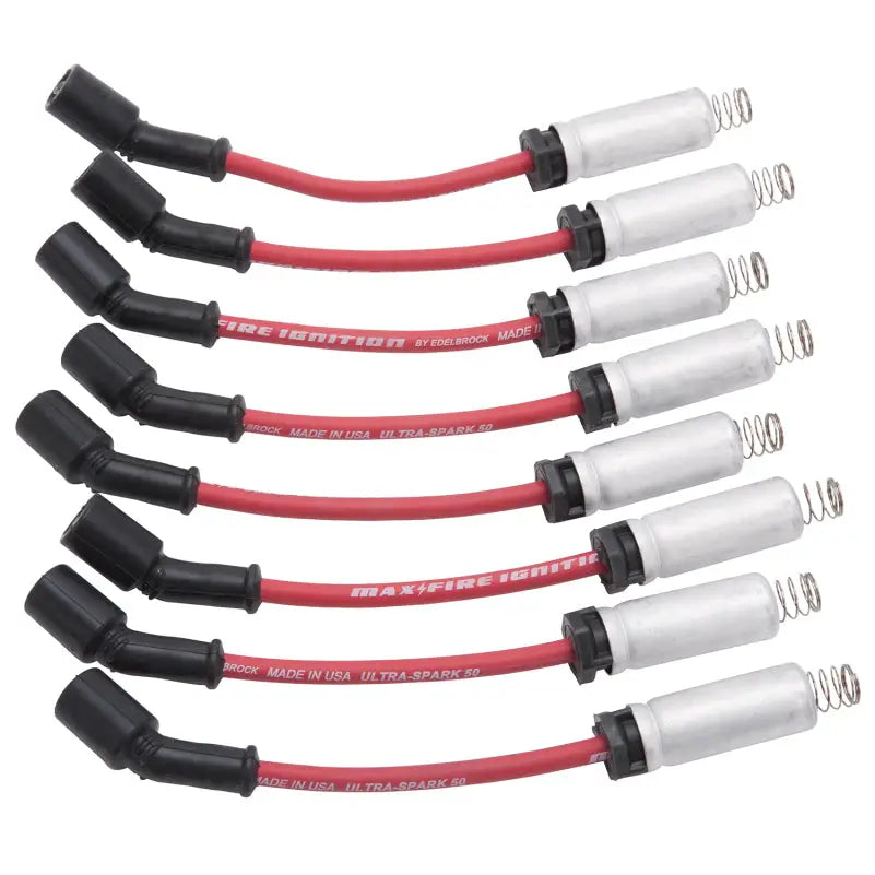 Edelbrock 22715 Edelbrock Spark Plug Wire Set Ls Kit w/ Metal Sleeves 99-15 50 Ohm Resistance Red Wire (Set of 8)