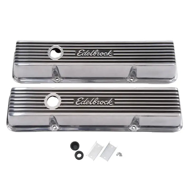 Polished Aluminum Edelbrock Valve Cover Elite II Series for Chevrolet 1959-1986 V8