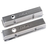 Polished aluminum Edelbrock Valve Cover Elite II Series Chevrolet 1959-86 V8
