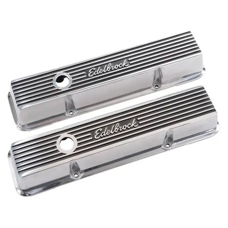 Polished aluminum Edelbrock Valve Cover Elite II Series Chevrolet 1959-86 V8