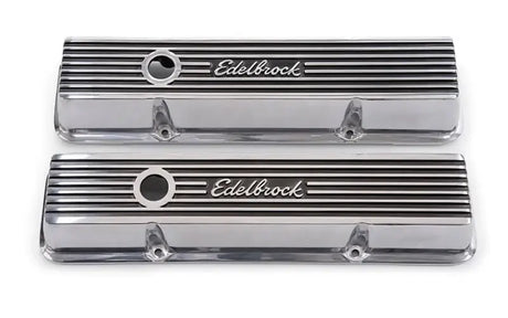Polished Aluminum Edelbrock Valve Cover Elite II Series Chevrolet V8 1959-86