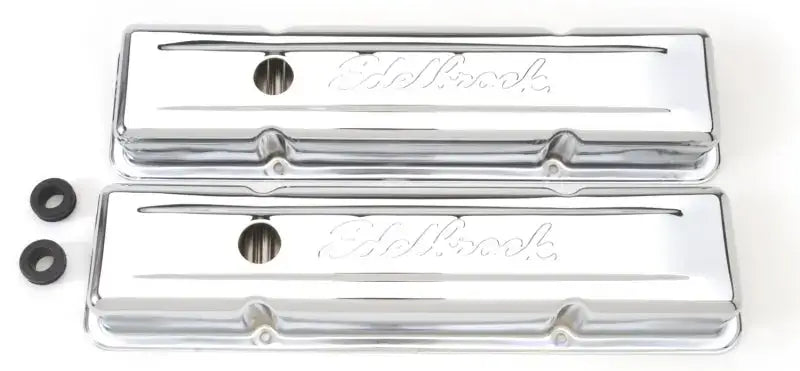 Edelbrock Valve Cover Signature Series Chevrolet 1959-1986 262-400 CI V8 Low Chrome - Truck & Automotive