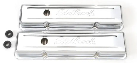 Edelbrock Valve Cover Signature Series Chevrolet 1959-1986 262-400 CI V8 Low Chrome - Truck & Automotive