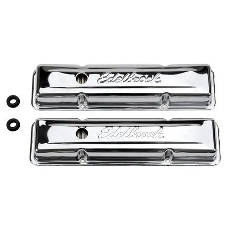 Edelbrock Valve Cover Signature Series Chevrolet 1959-1986 262-400 CI V8 Low Chrome - Truck & Automotive