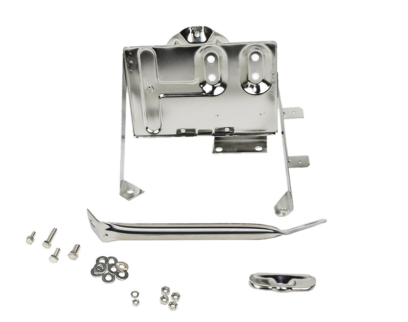 Kentrol 30498 Kentrol 76-86 Jeep CJ Battery Tray with support arm - Polished Silver