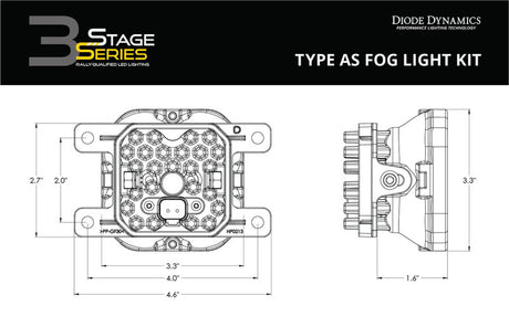 Diode Dynamics SS3 Pro Type AS Kit - Yellow SAE Fog - DD6347