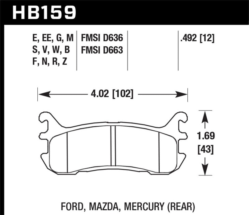Hawk Performance HB159D.492 Hawk 03-05 Mazda Miata Rear ER-1 Brake Pad Set