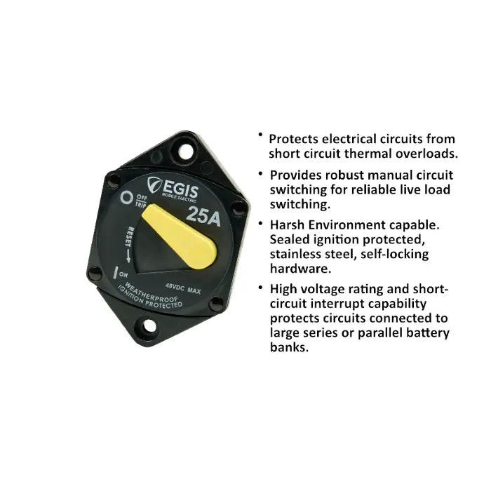 Egis Mobile Made In USA Circuit Breaker 4707-025 - 87 Series 25 Panel Mount