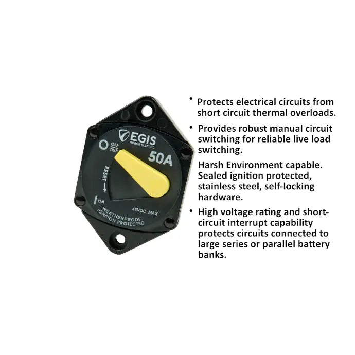 Egis Mobile Made In USA Circuit Breaker 4707-050 - 87 Series 50 Panel Mount