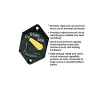 Egis Mobile Made In USA Circuit Breaker 4707-060 - 87 Series 60 Panel Mount