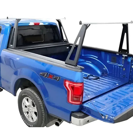 ELF0103 Pace Edwards El400 Series Medium Duty Elevated R on blue truck bed, providing durable, sleek, and secure cargo access, ideal for off-road, RV, marine, and automotive enthusiasts, RV Steps and Ladders, AVADA - Best Sellers, Must Haves.