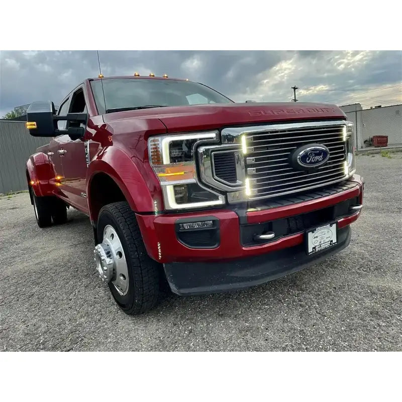 Red Ford Super Duty pickup with EMPSCG2SMS4D M Power Fascia for a bold look