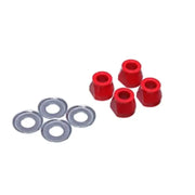 Red bushings and metal washers from the Energy Suspension KX450F bushing set for Kawasaki KX450F handlebars