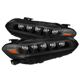 Headlight Assembly Projector Beam With White/ Amber Daytime Running Light And Amber Sequential Turn Signal Light; Osram Oslon Black Flat/ AlphaRex LUXX LED High Beam/ Osram Oslon Black Flat LED Low Beam; Clear Polycarbonate Lens; Alpha-Black Polypropylene - NTP
