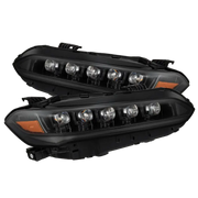 Headlight Assembly Projector Beam With White/ Amber Daytime Running Light And Amber Sequential Turn Signal Light; Osram Oslon Black Flat/ AlphaRex LUXX LED High Beam/ Osram Oslon Black Flat LED Low Beam; Clear Polycarbonate Lens; Alpha-Black Polypropylene - NTP