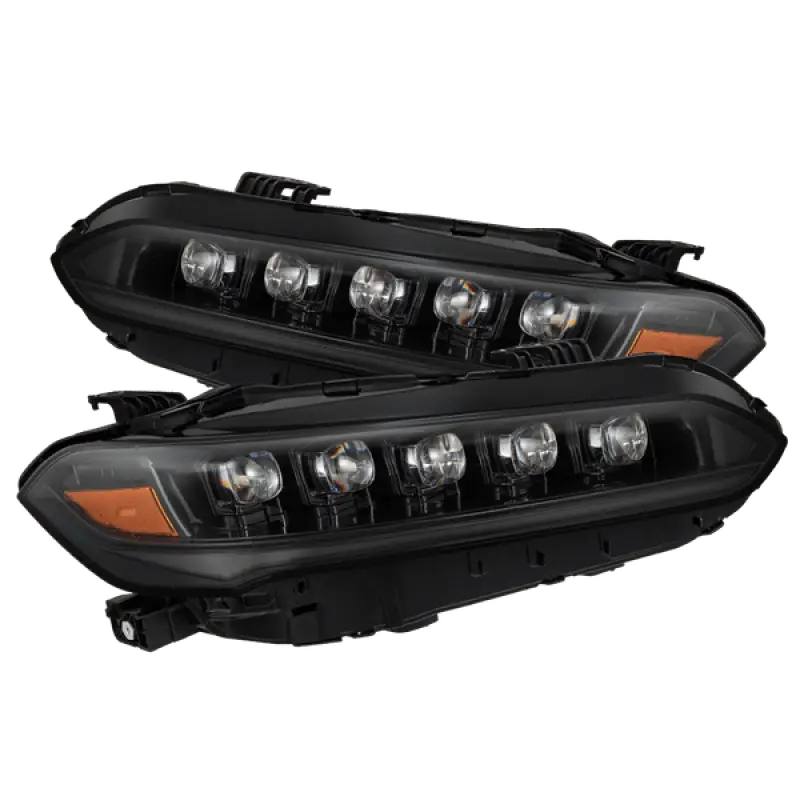 Headlight Assembly Projector Beam With White/ Amber Daytime Running Light And Amber Sequential Turn Signal Light; Osram Oslon Black Flat/ AlphaRex LUXX LED High Beam/ Osram Oslon Black Flat LED Low Beam; Clear Polycarbonate Lens; Alpha-Black Polypropylene - NTP