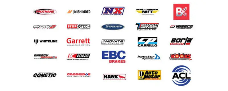 Logos of automotive parts manufacturers on titanium gold wheel for Enkei NT03+M car wheel