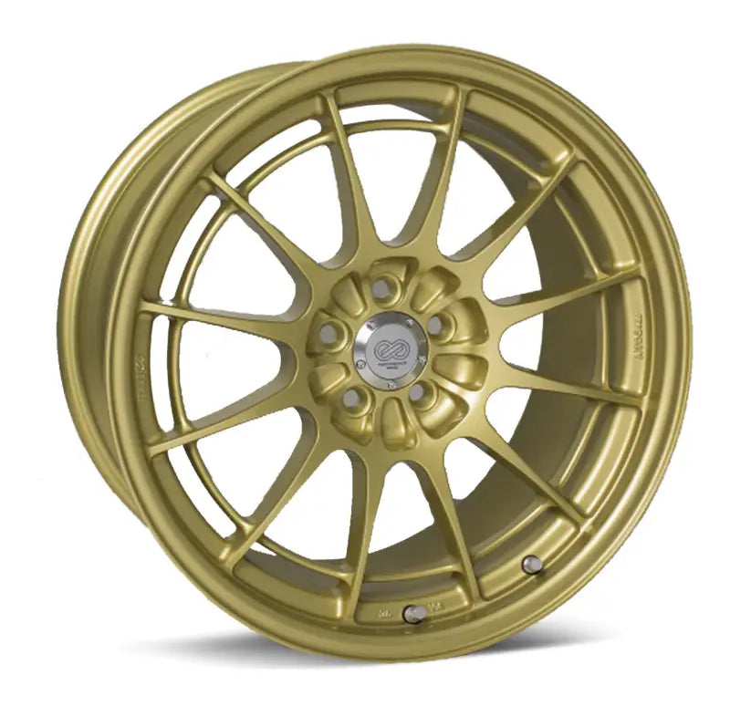 Gold-colored Enkei wheel in titanium gold finish for the Enkei NT03+M 18x9.5 setup