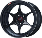 Black six-spoke Enkei PF06 car wheel with 45mm offset and 75mm bore