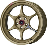 Gold-colored six-spoke car wheel with 45mm offset and 75mm bore for Enkei PF06