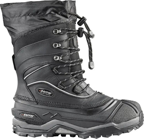 Black insulated Snow Monster boots with laces for winter, size 13, tough monster boots