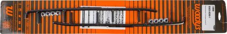 Black metal ice skate blade runners with mounting hardware on orange and black package for ESD3-8250 carbide ski doo